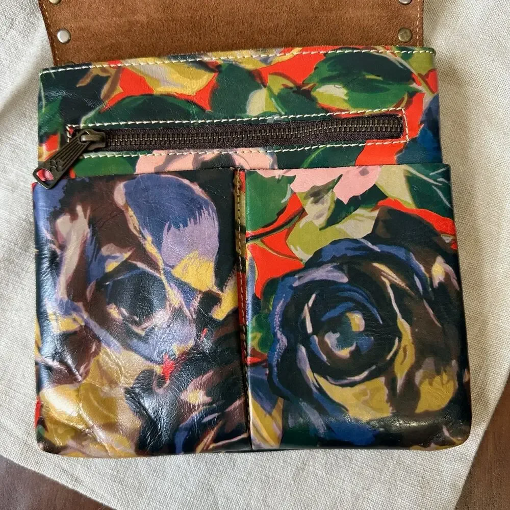 PATRICIA NASH Crossbody Bag Multicolor Floral Leather Studded Sling Purse